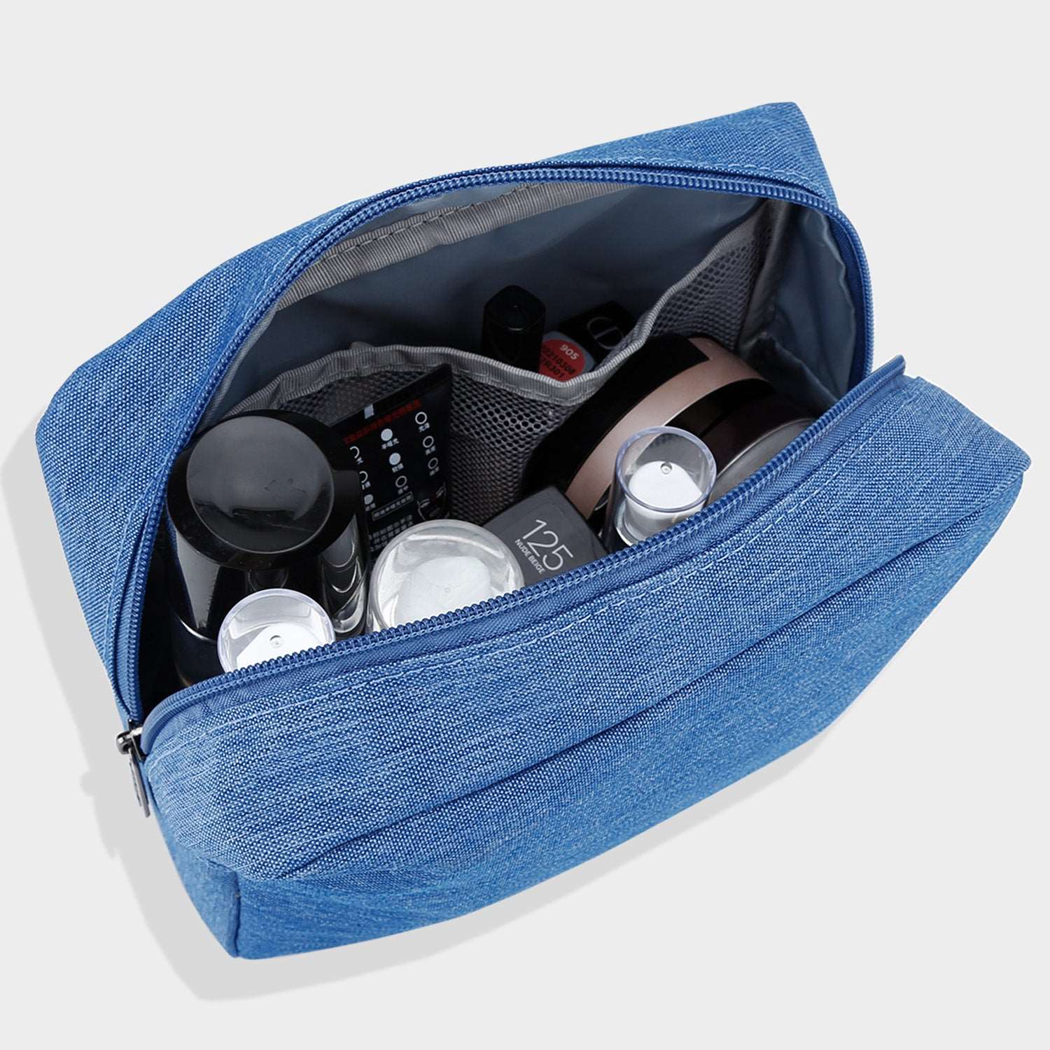 E-Tree 10 inches Canvas Zippered Blue Cosmetic Travel Bag