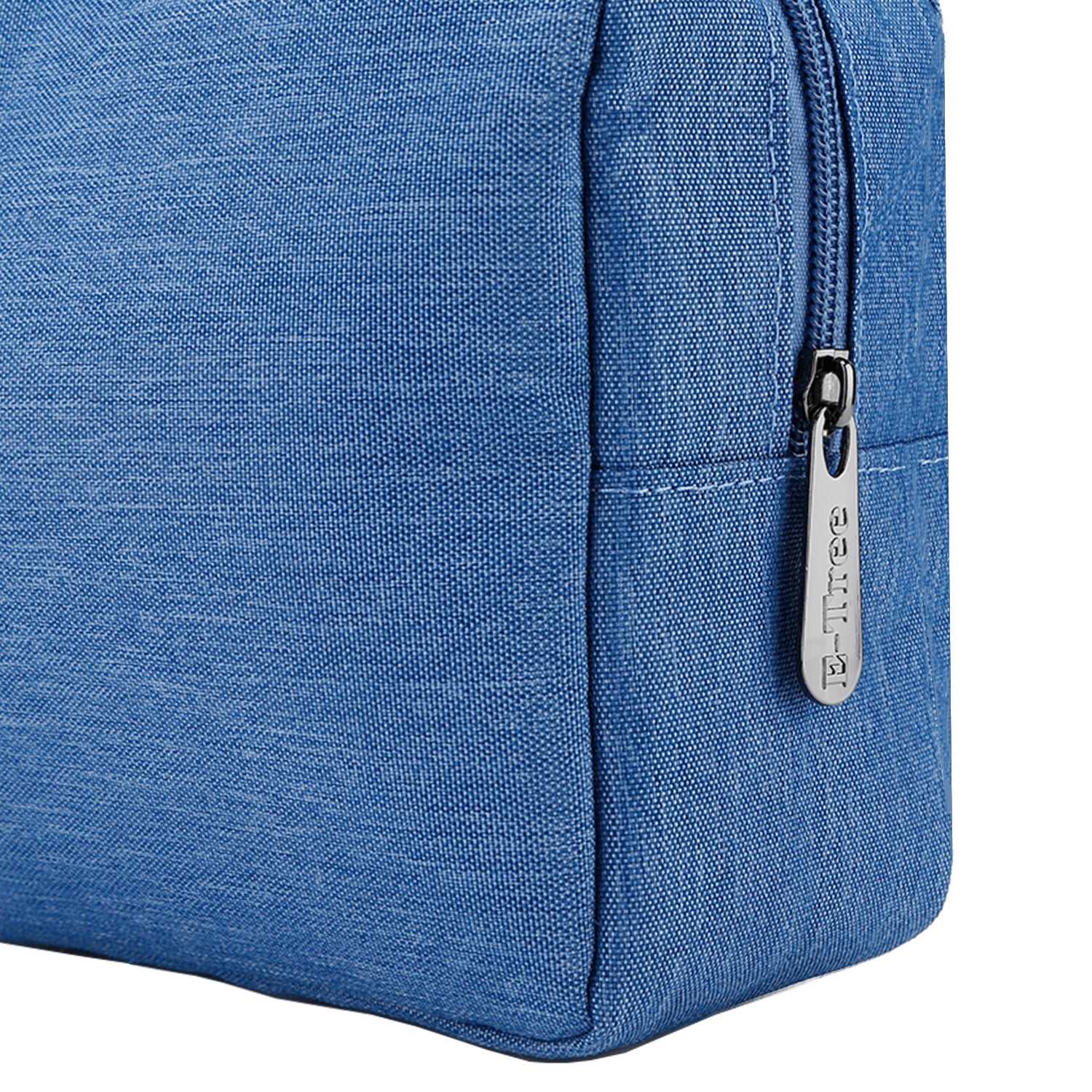 E-Tree 10 inches Canvas Zippered Blue Cosmetic Travel Bag