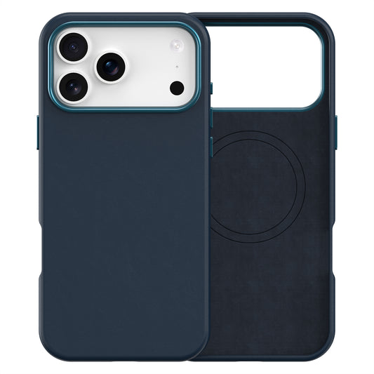 Plain PU Leather with Magsafe Phone Cover for iPhone 17 Pro Max Navy