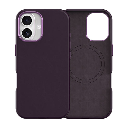 Plain PU Leather with Magsafe Phone Cover for iPhone 17 Purple