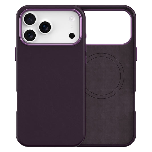 Plain PU Leather with Magsafe Phone Cover for iPhone 17 Pro  Max  Purple