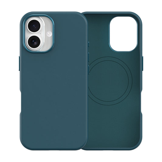 Plain PU Leather with Magsafe Phone Cover for iPhone 17 Ocean Blue