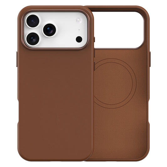 Plain PU Leather with Magsafe Phone Cover for iPhone 17 Pro  Max  Brown