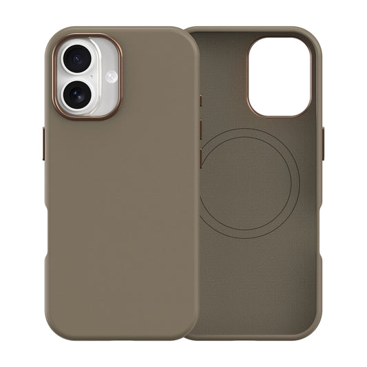 Plain PU Leather with Magsafe Phone Cover for iPhone 17 Khaki