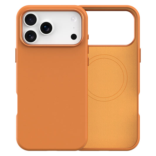 Plain PU Leather with Magsafe Phone Cover for iPhone 17 Pro  Max  Orange