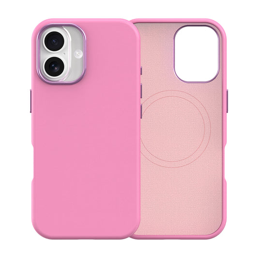 Plain PU Leather with Magsafe Phone Cover for iPhone 17 Hot Pink
