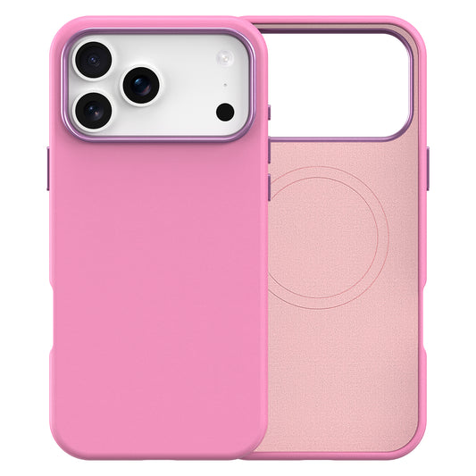 Plain PU Leather with Magsafe Phone Cover for iPhone 17 Pro  Max Hot Pink