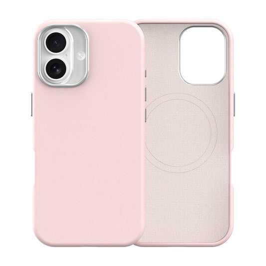 Plain PU Leather with Magsafe Phone Cover for iPhone 17 Pink