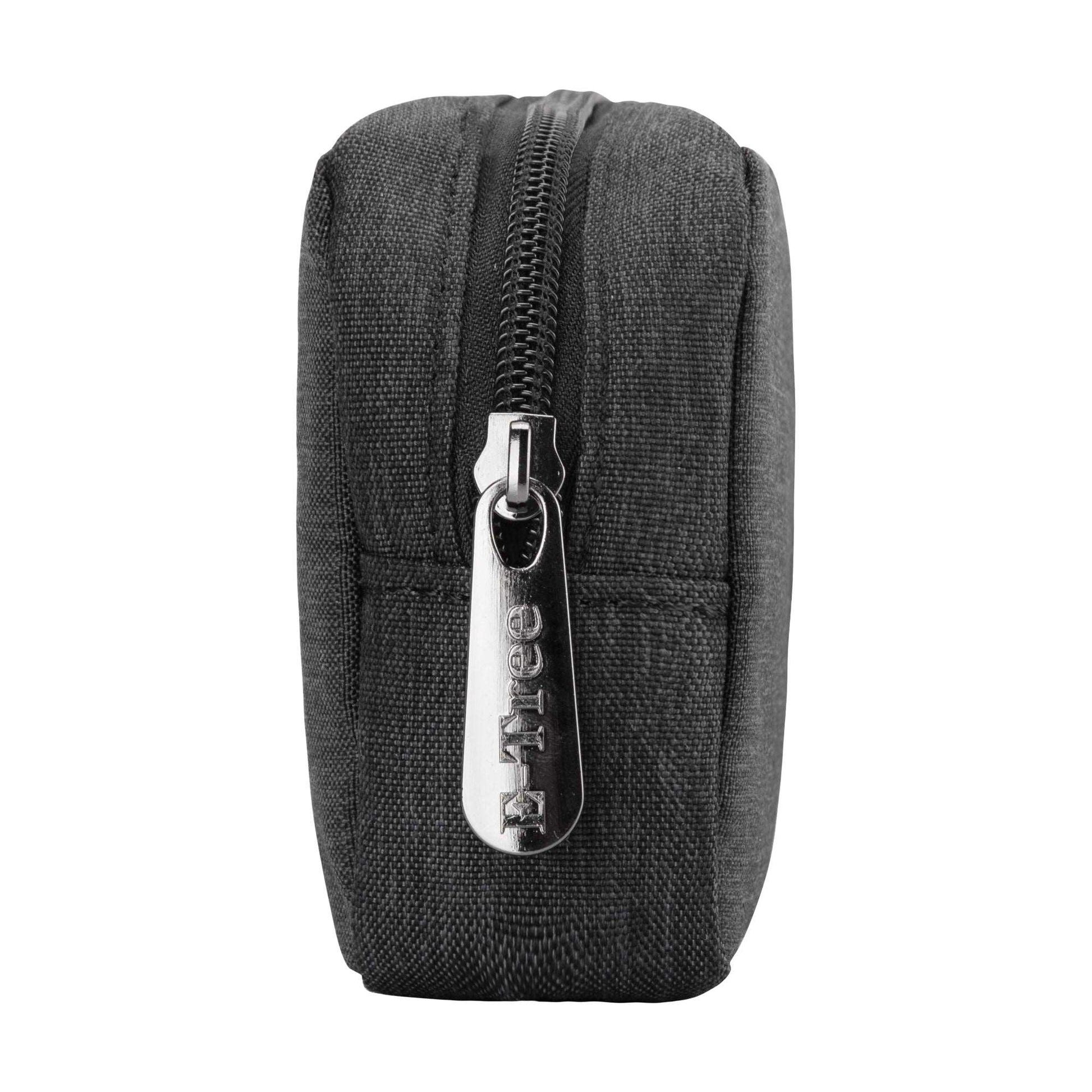 E-Tree 7 inches Canvas Zippered Black Cosmetic Travel Bag