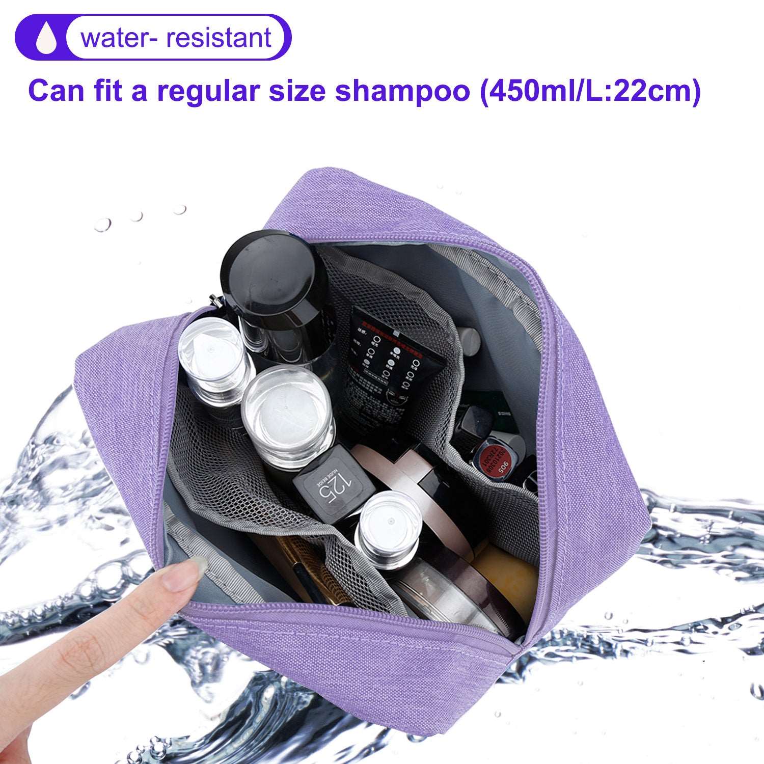 E-Tree 10 inches Canvas Zippered Purple Cosmetic Travel Bag