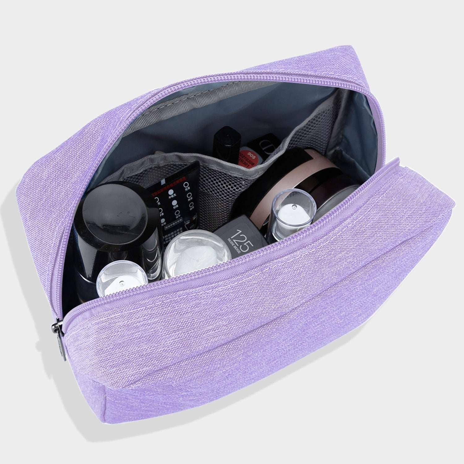 E-Tree 10 inches Canvas Zippered Purple Cosmetic Travel Bag