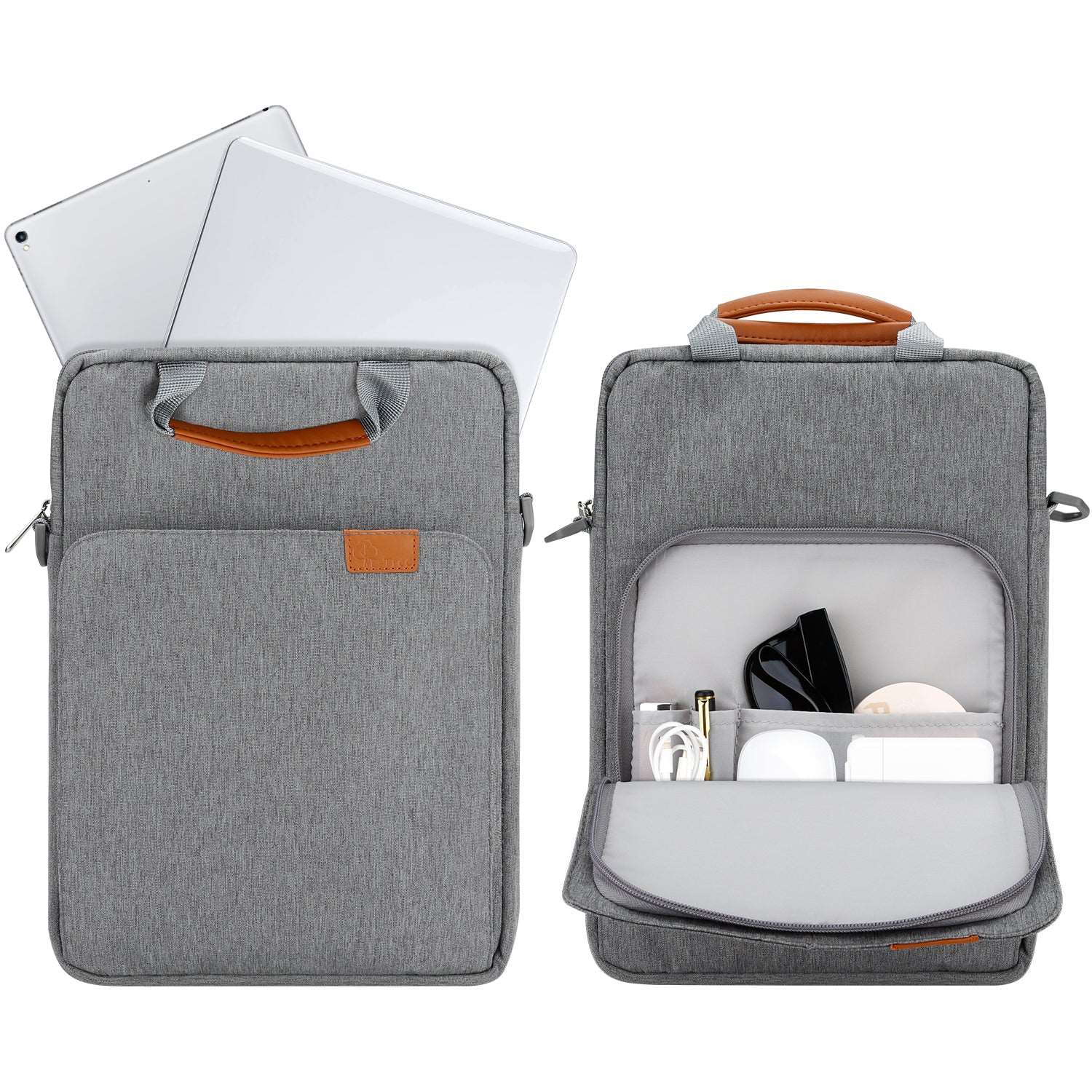 E-Tree 13 inch Grey Laptop Sleeve with Shoulder Strap and Handle