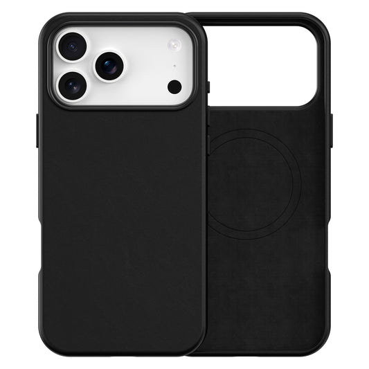 Plain PU Leather with Magsafe Phone Cover for iPhone 17 Pro  Max  Black