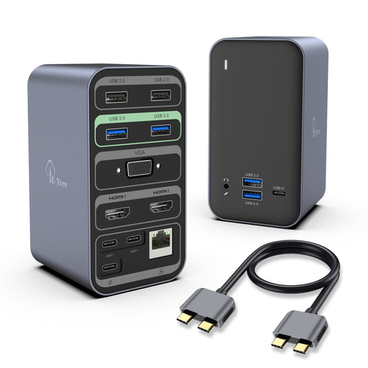 E-Tree 13 in 2 Dual Moniter USB-C Docking Station for MacOS