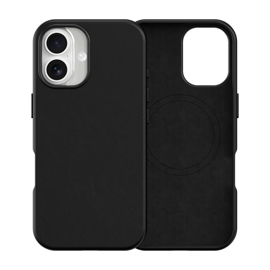 Plain PU Leather with Magsafe Phone Cover for iPhone 17 Black