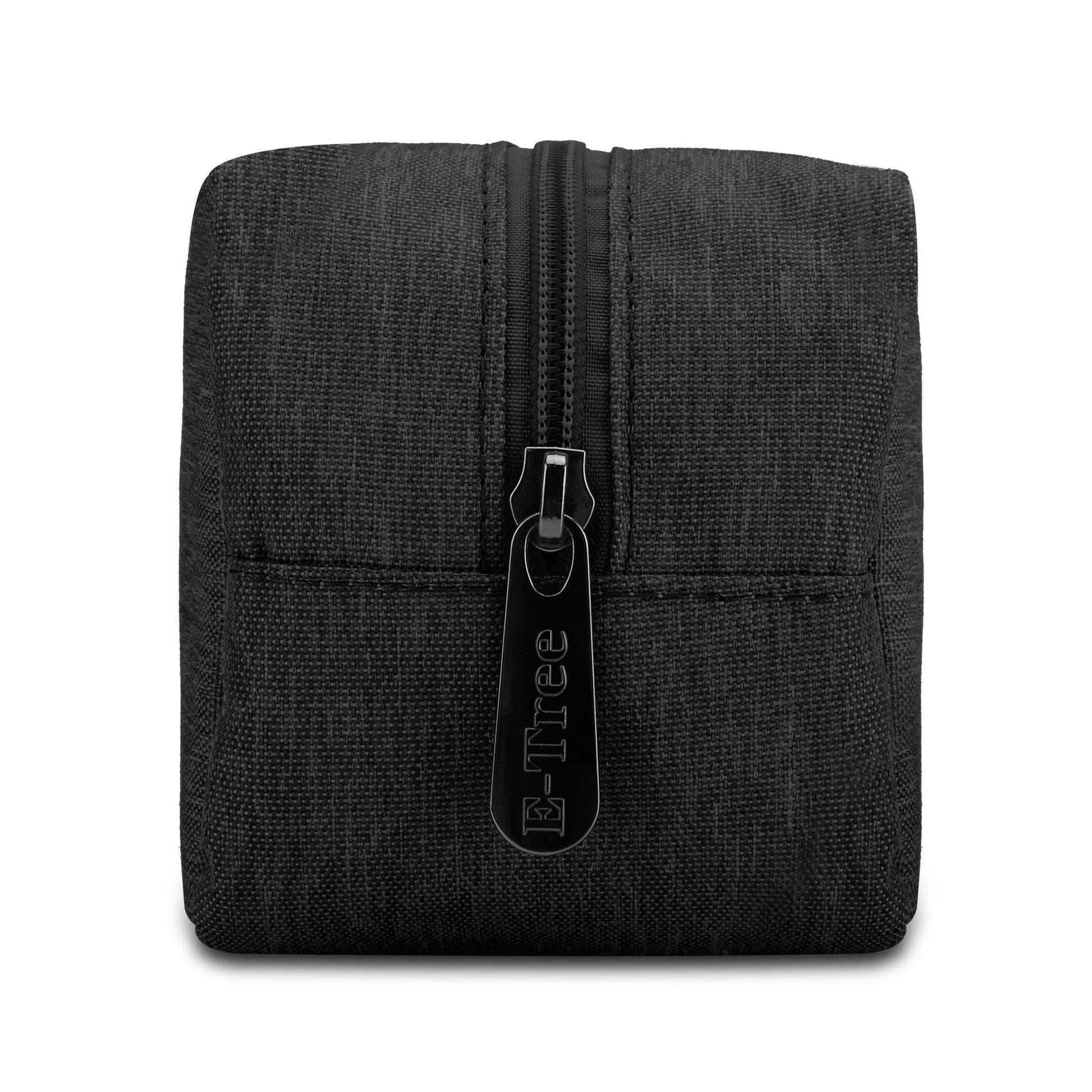 E-Tree 9 inches Canvas Zippered Black Cosmetic Travel Bag