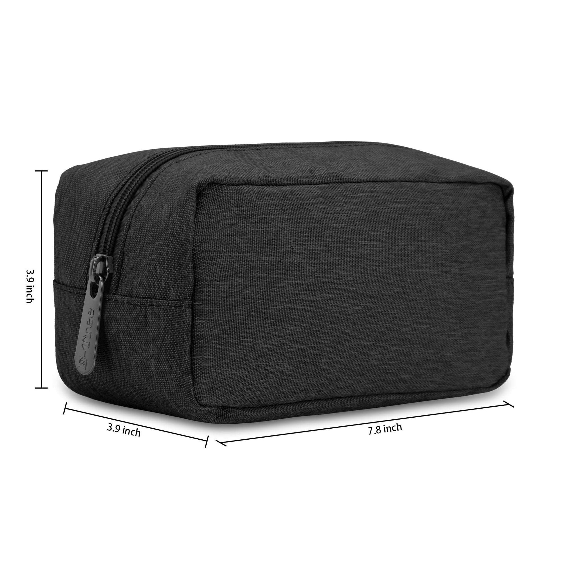 E-Tree 9 inches Canvas Zippered Black Cosmetic Travel Bag