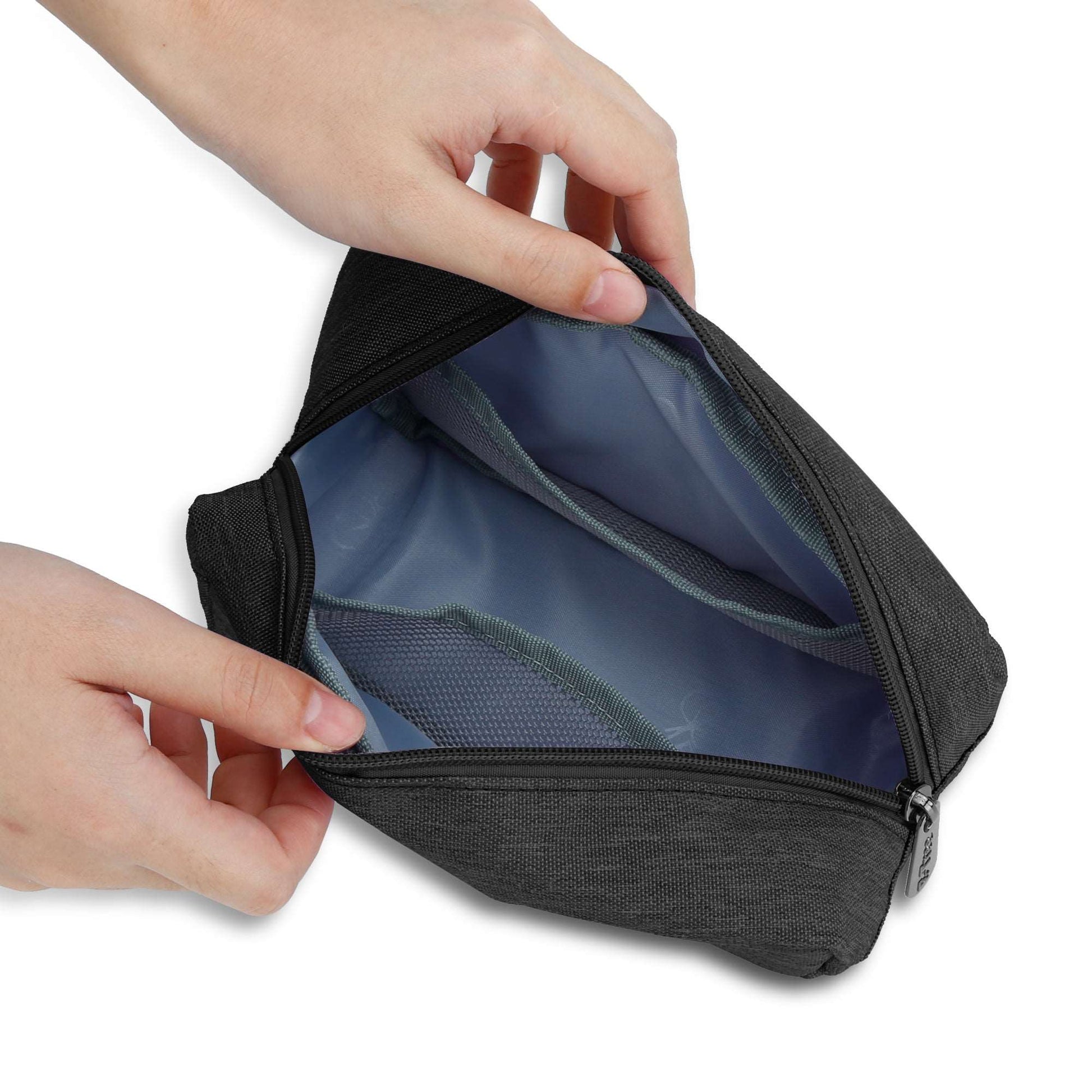 E-Tree 9 inches Canvas Zippered Black Cosmetic Travel Bag