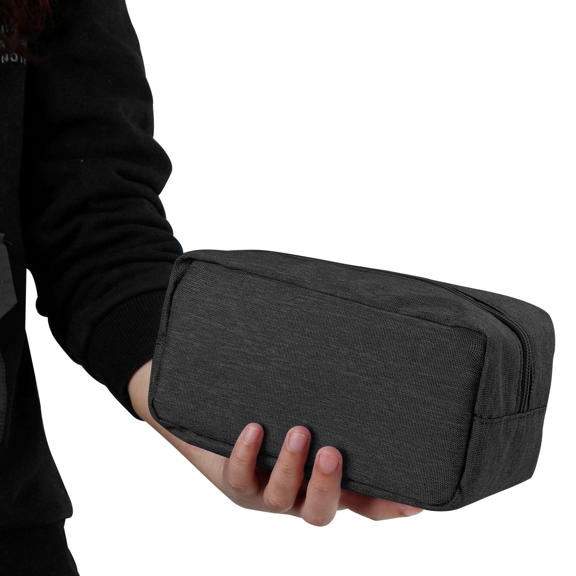 E-Tree 9 inches Canvas Zippered Black Cosmetic Travel Bag