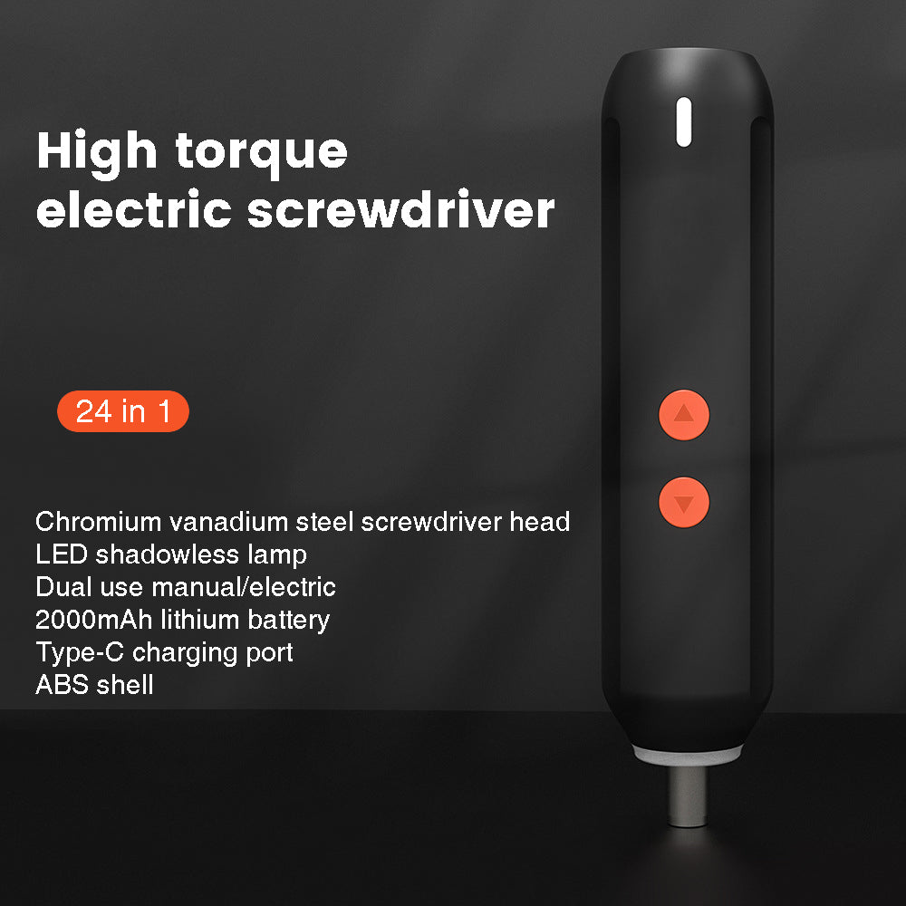 24-in-1 High-Torque Electric Screwdriver Set Suitable For Repairing Home Appliances With Lighted Lithium Battery Home Improvement Tools