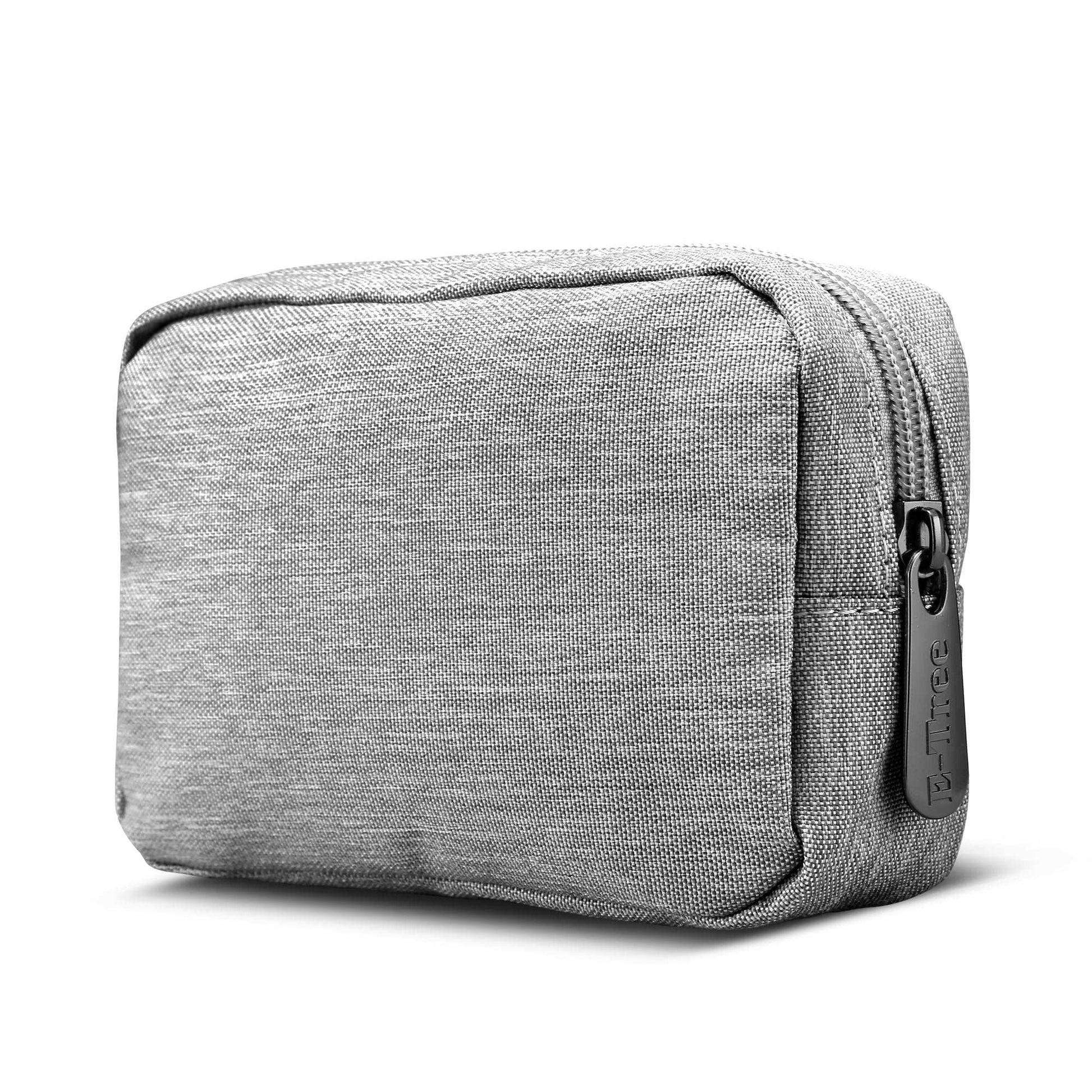 E-Tree 7 inches Canvas Zippered Grey Cosmetic Travel Bag
