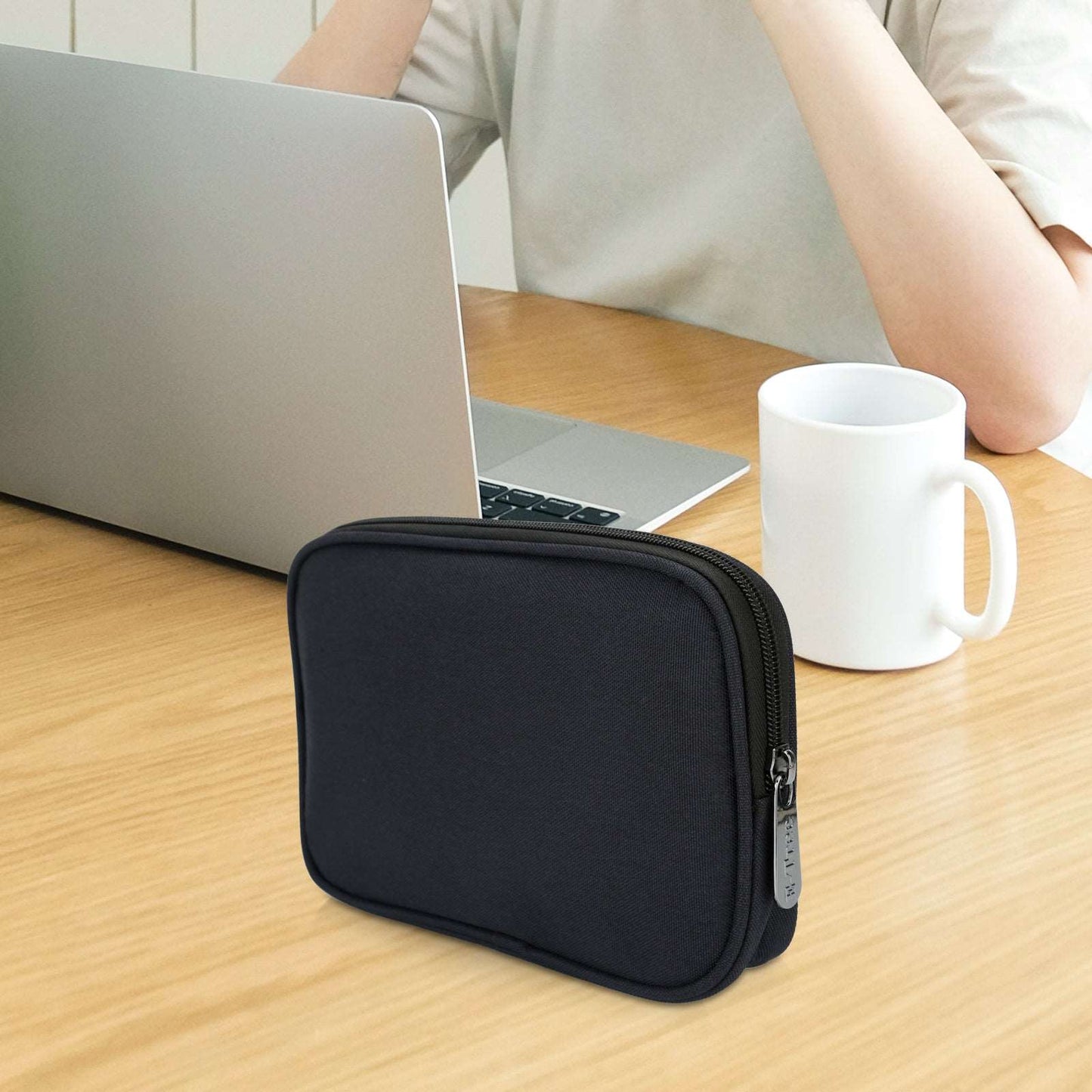 E-Tree 10.7 inch Black Tech Organizer, Multiple Storage Mesh Pockets for Cable, Cord, Charger, Power Bank, Airpods