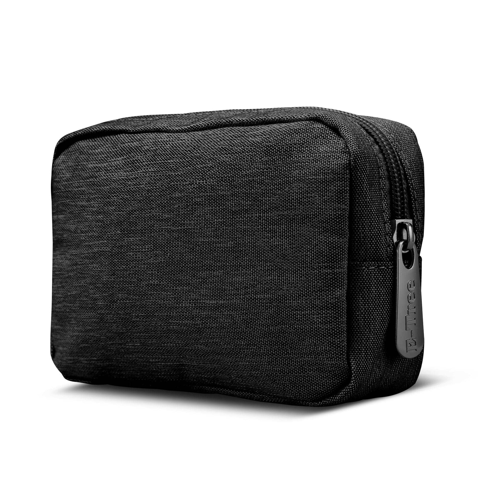 E-Tree 7 inches Canvas Zippered Black Cosmetic Travel Bag