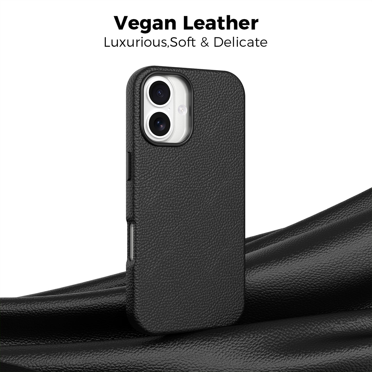 Vegan Leather Cover for iPhone 17 Black