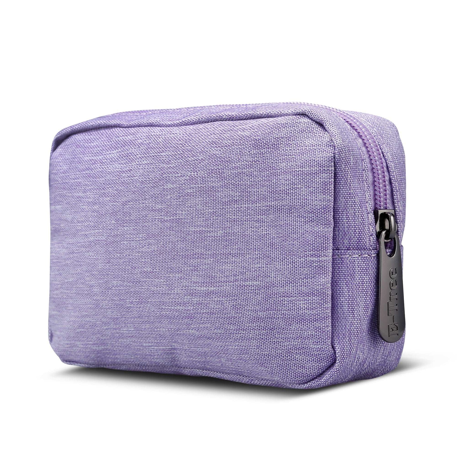 E-Tree 7 inches Canvas Zippered Purple Cosmetic Travel Bag