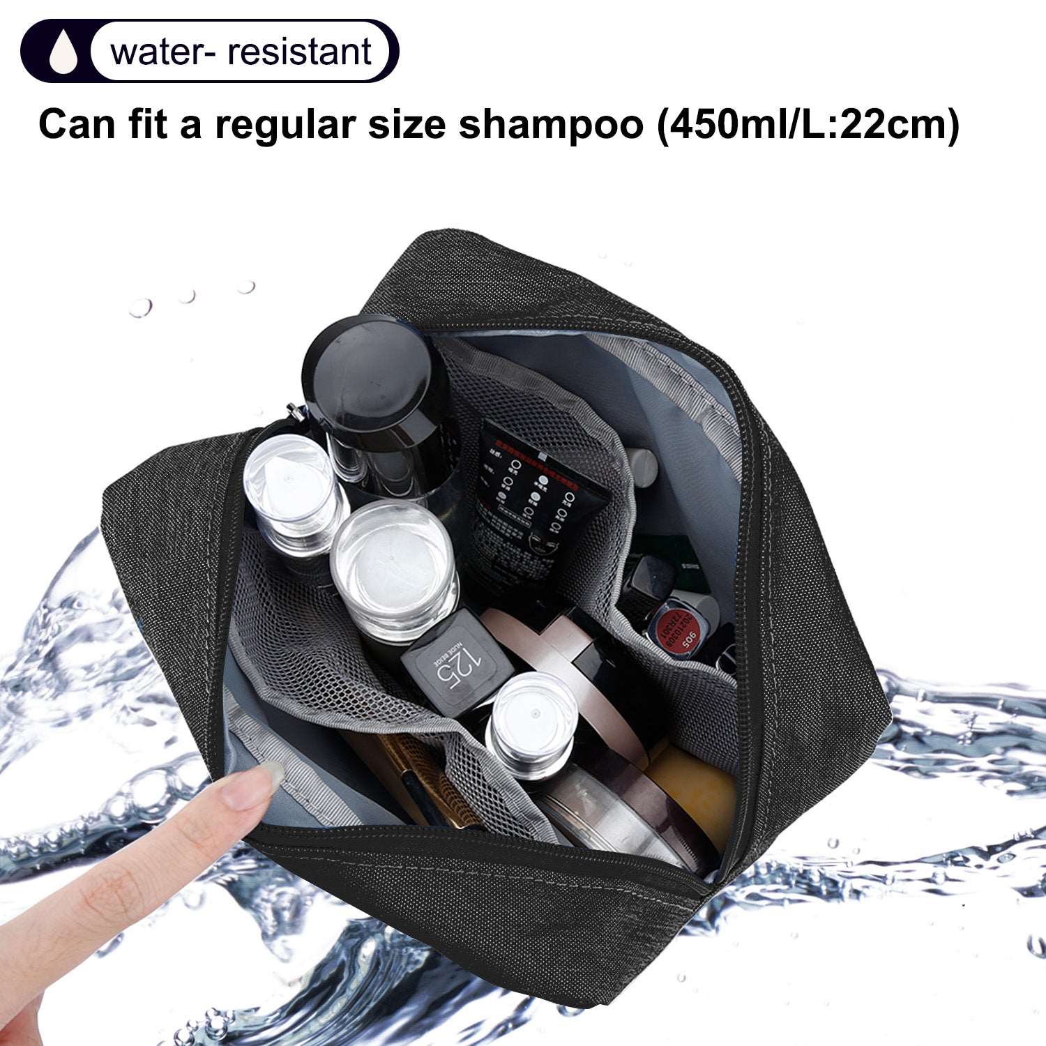 E-Tree 10 inches Canvas Zippered Black Cosmetic Travel Bag