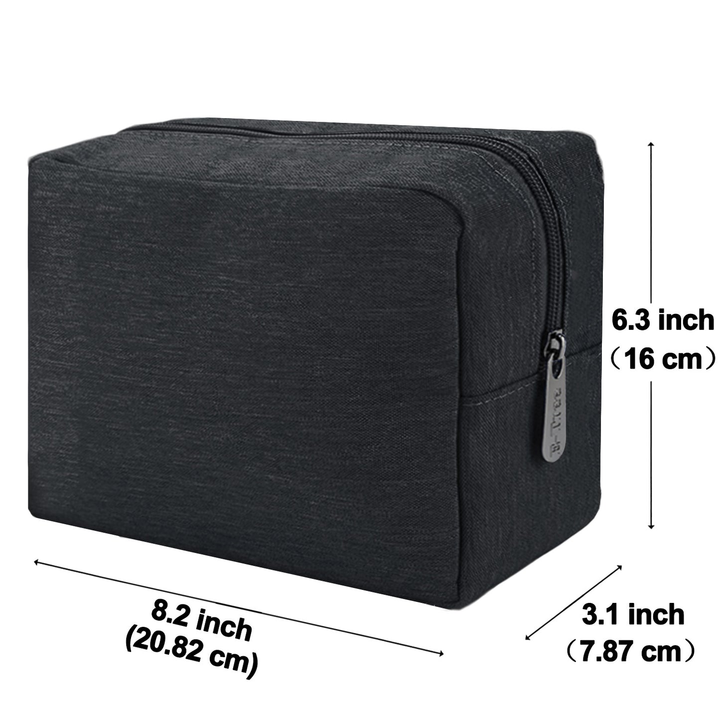 E-Tree 10 inches Canvas Zippered Black Cosmetic Travel Bag