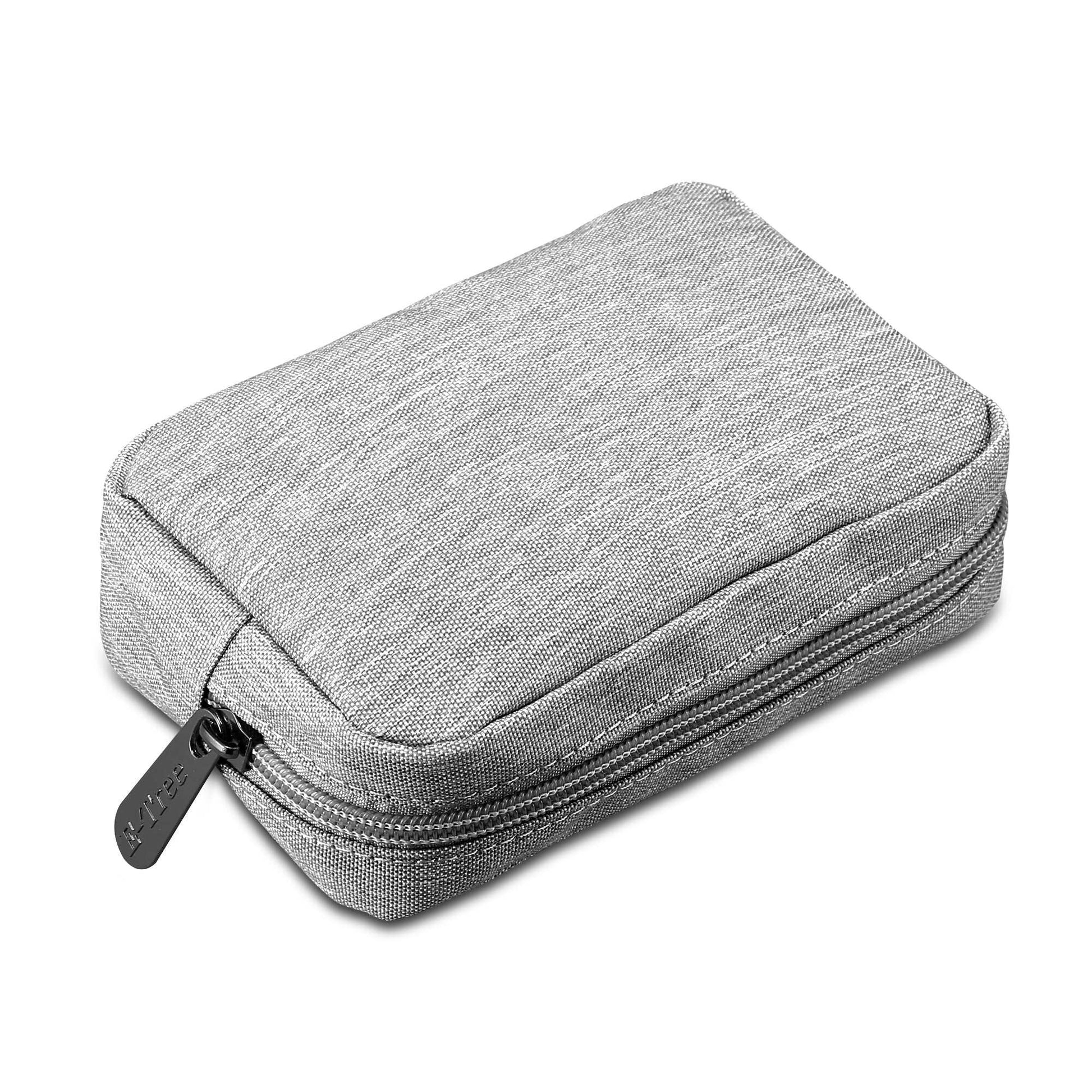 E-Tree 7 inches Canvas Zippered Grey Cosmetic Travel Bag