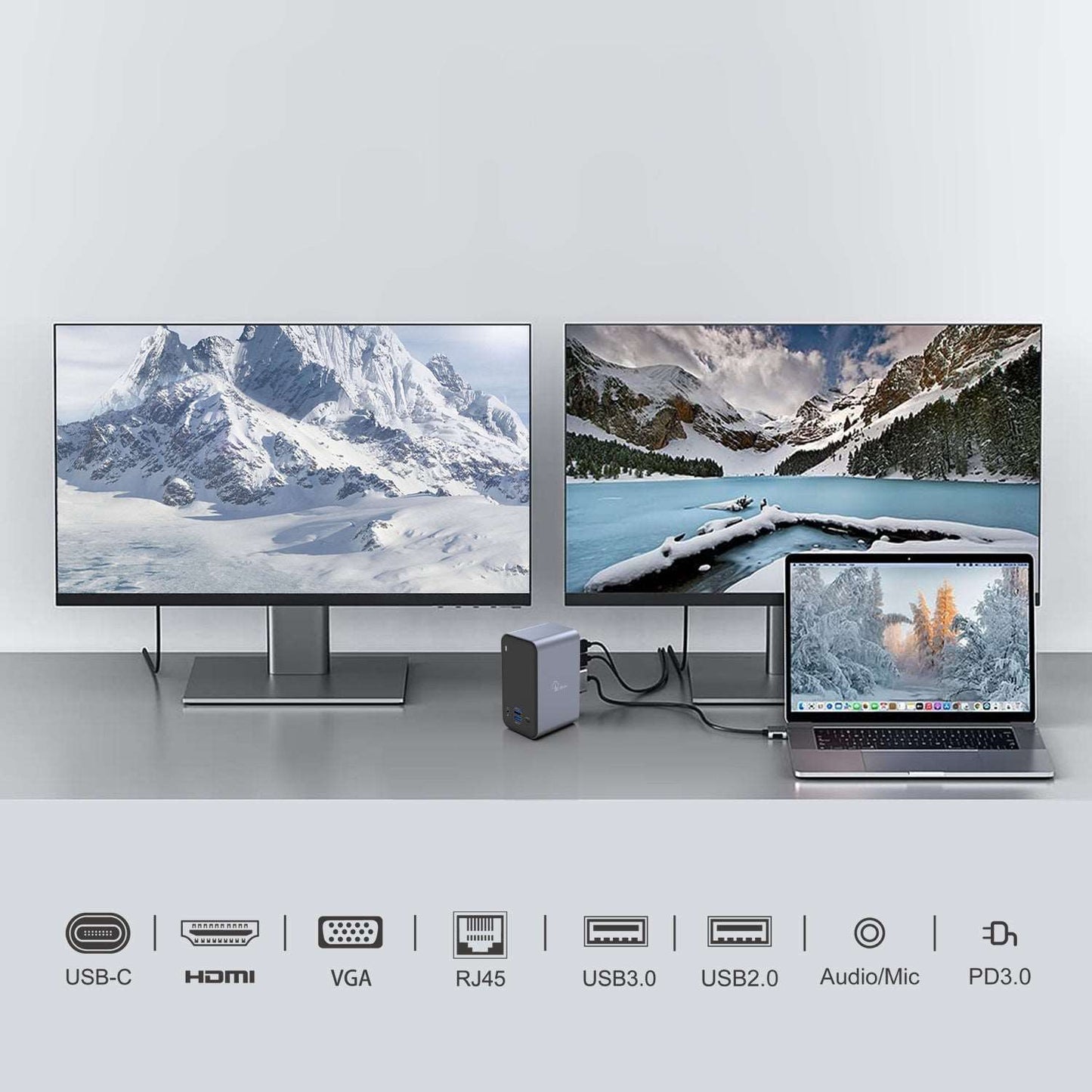 E-Tree 13 in 2 Dual Moniter USB-C Docking Station for MacOS