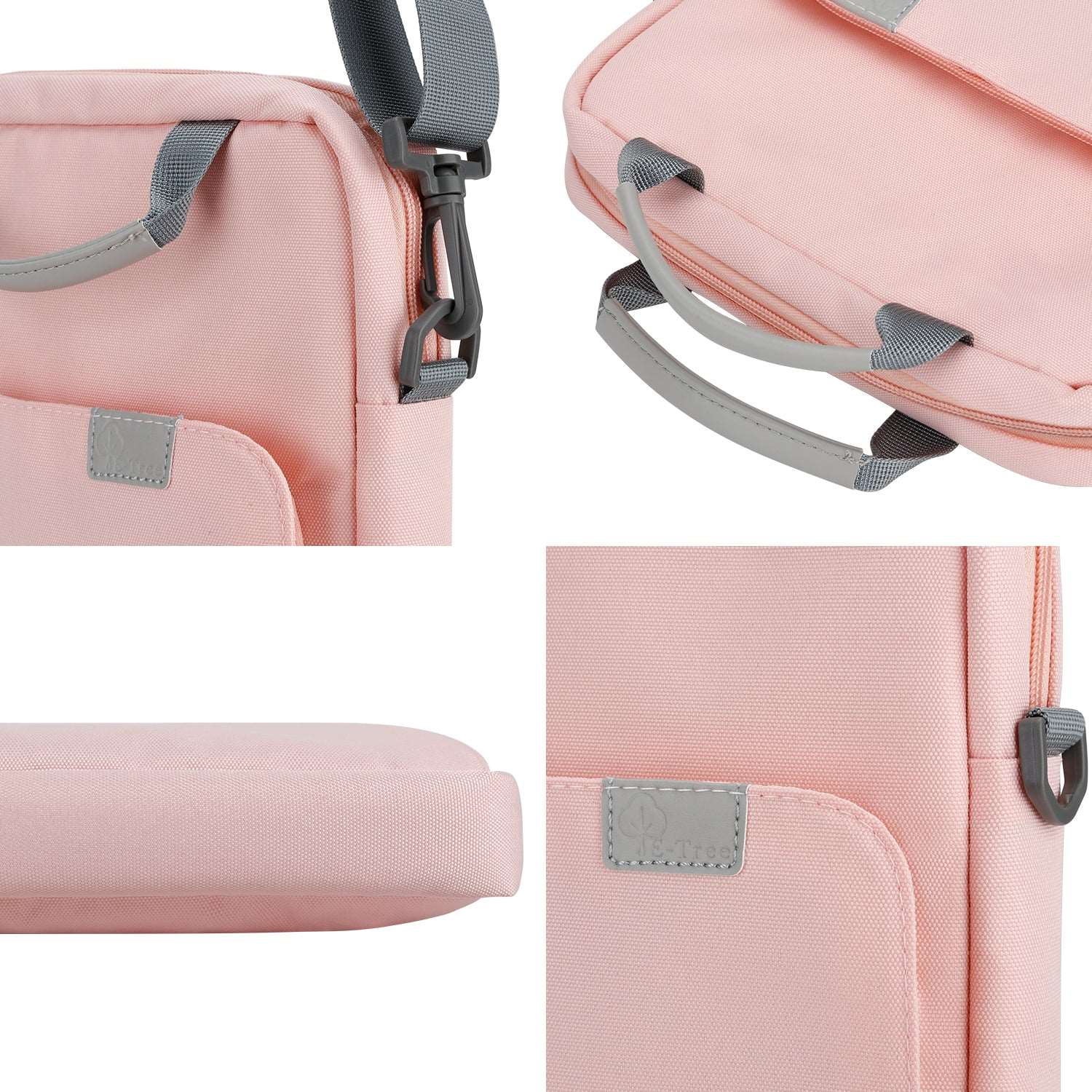 E-Tree 13 inch Pink Laptop Sleeve with Shoulder Strap and Handle