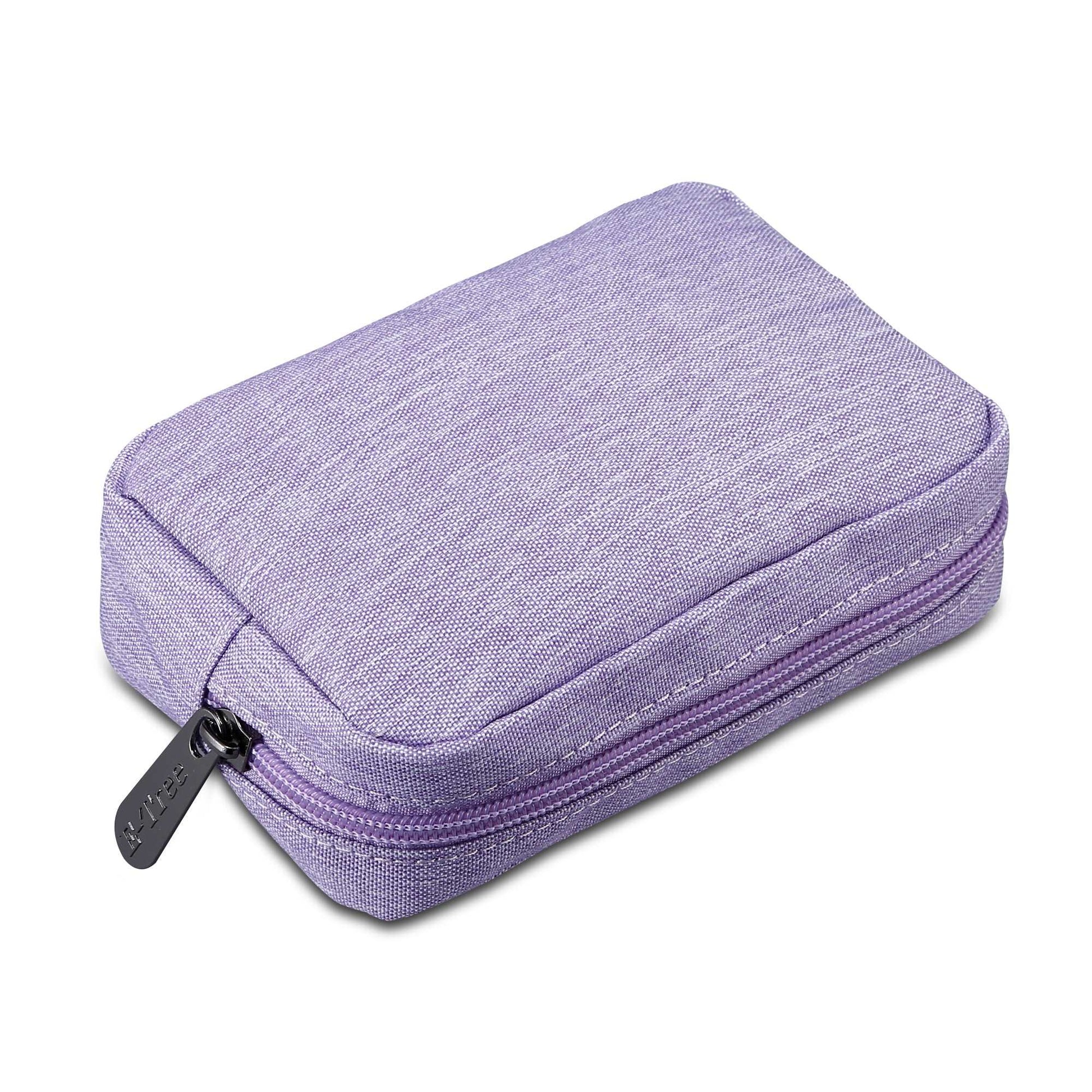 E-Tree 7 inches Canvas Zippered Purple Cosmetic Travel Bag