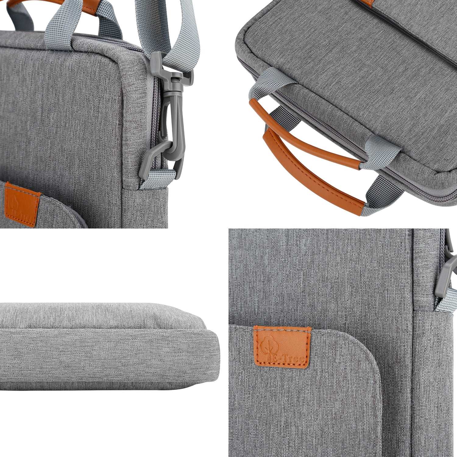 E-Tree 13 inch Grey Laptop Sleeve with Shoulder Strap and Handle