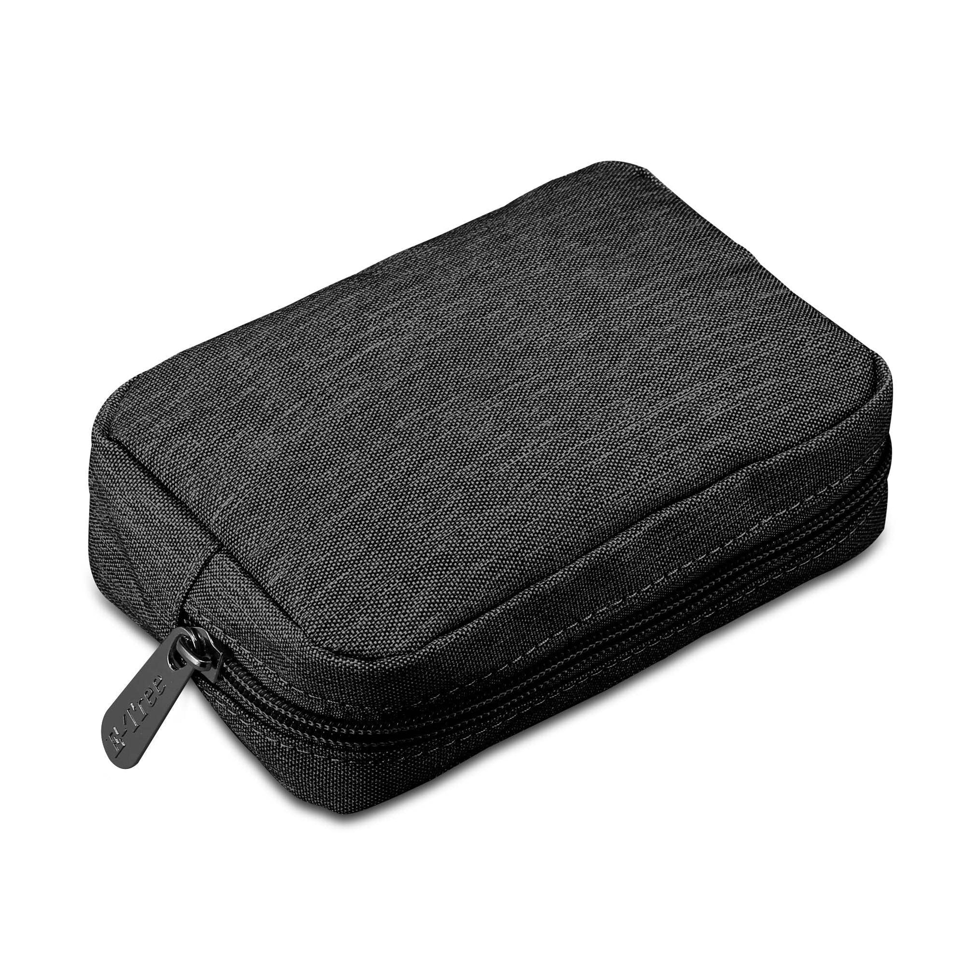 E-Tree 7 inches Canvas Zippered Black Cosmetic Travel Bag