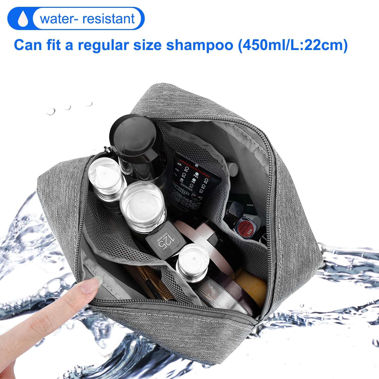 E-Tree 10 inches Canvas Zippered Grey Cosmetic Travel Bag