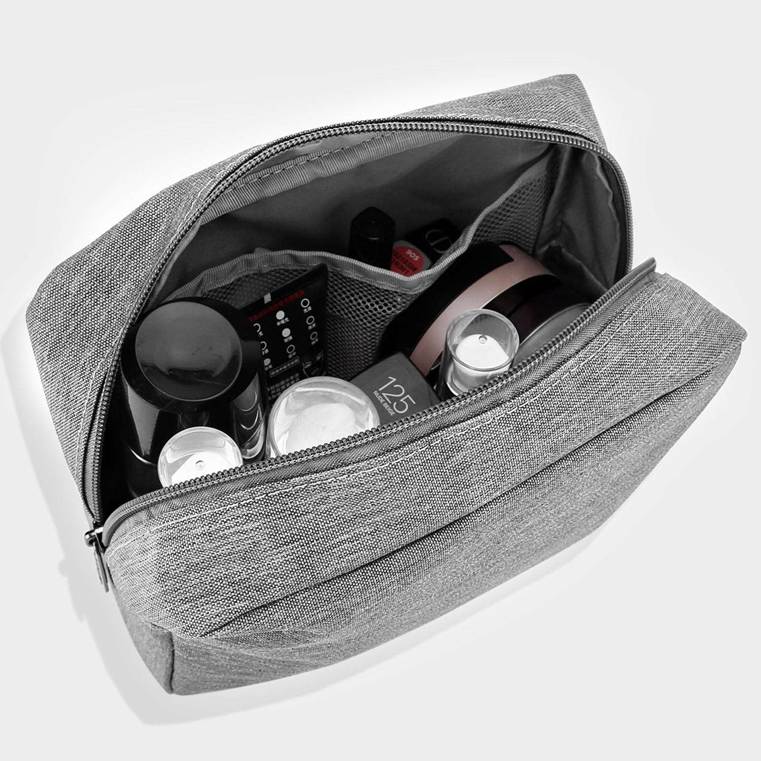 E-Tree 10 inches Canvas Zippered Grey Cosmetic Travel Bag