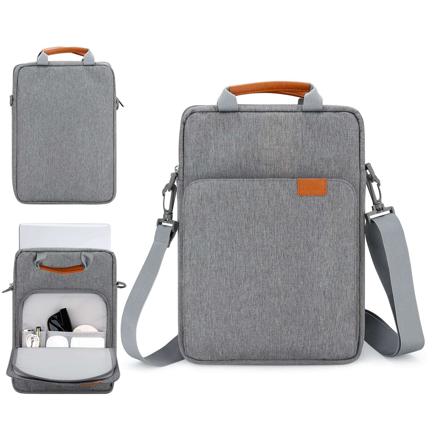 E-Tree 13 inch Grey Laptop Sleeve with Shoulder Strap and Handle