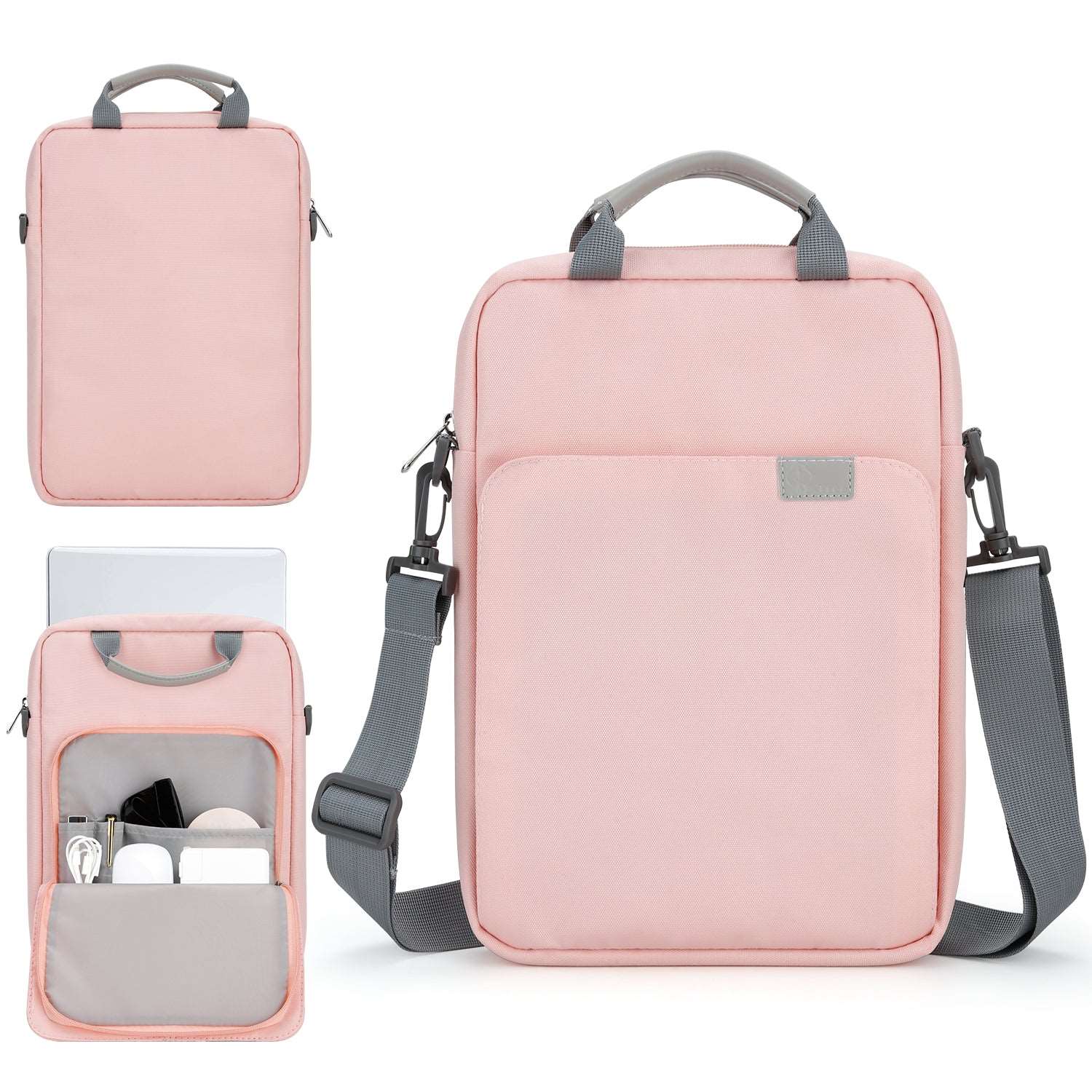 E-Tree 13 inch Pink Laptop Sleeve with Shoulder Strap and Handle