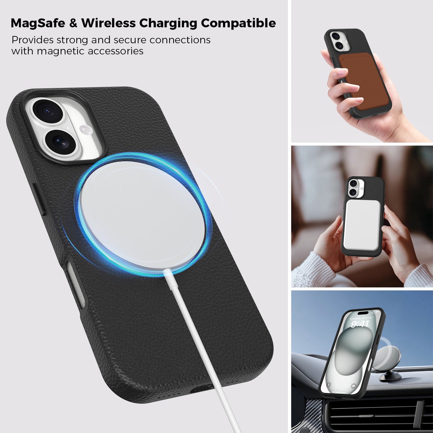 Vegan Leather Cover for iPhone 17 Black