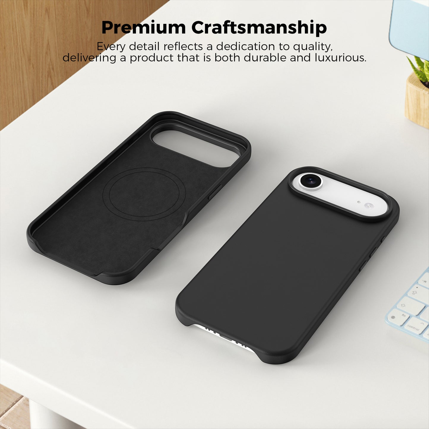 Plain PU Leather with Magsafe Phone Cover for iPhone 17 Air Grey