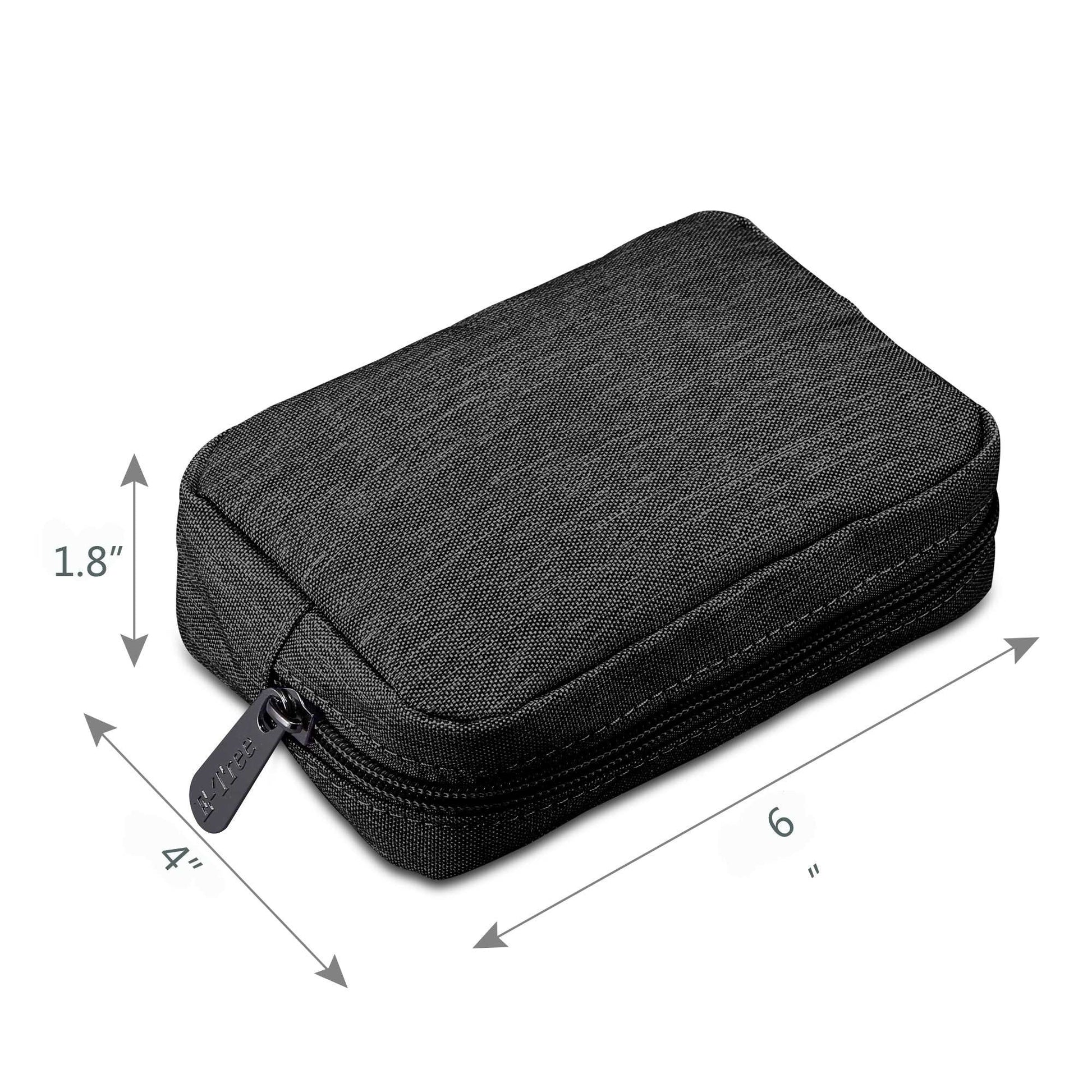 E-Tree 7 inches Canvas Zippered Black Cosmetic Travel Bag