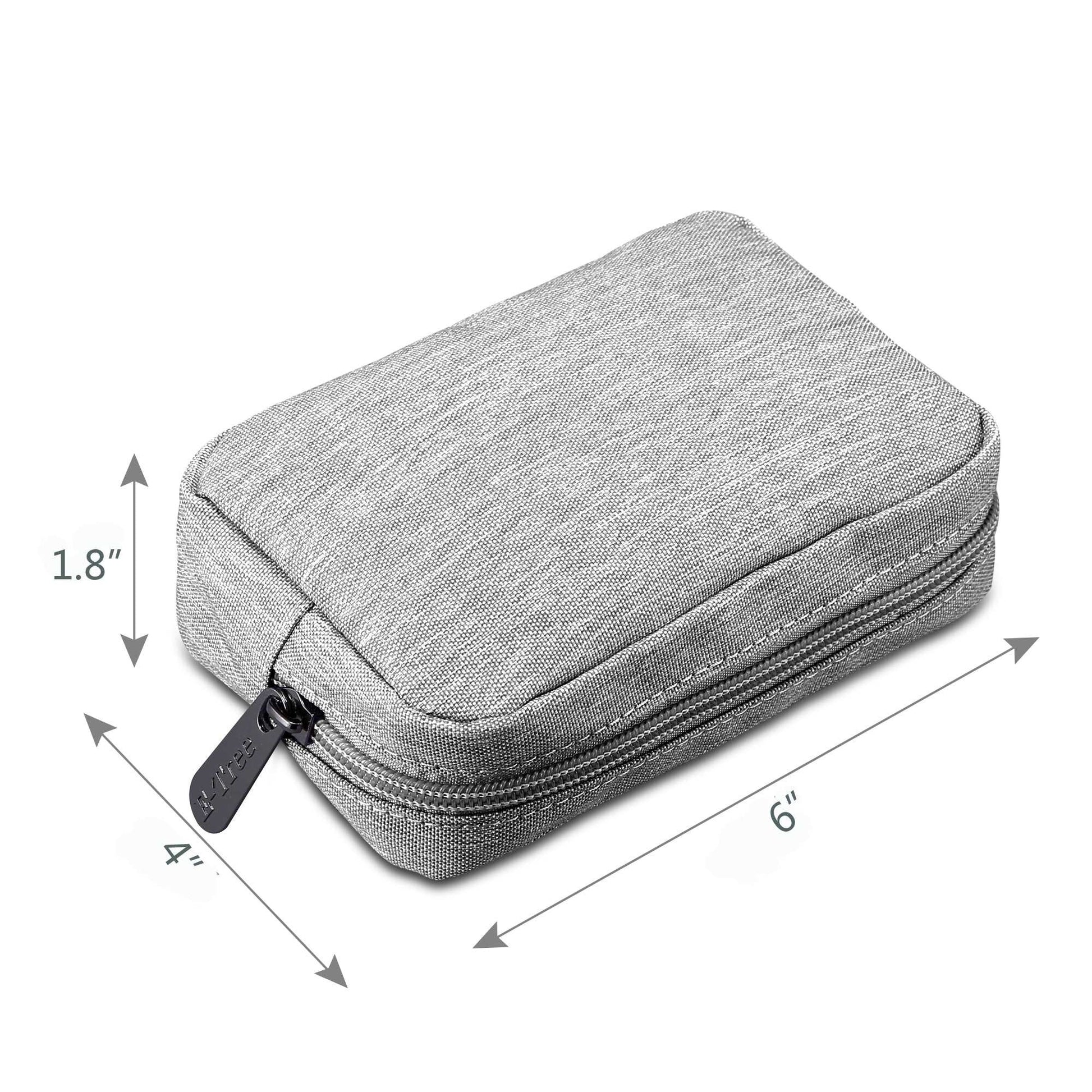 E-Tree 7 inches Canvas Zippered Grey Cosmetic Travel Bag