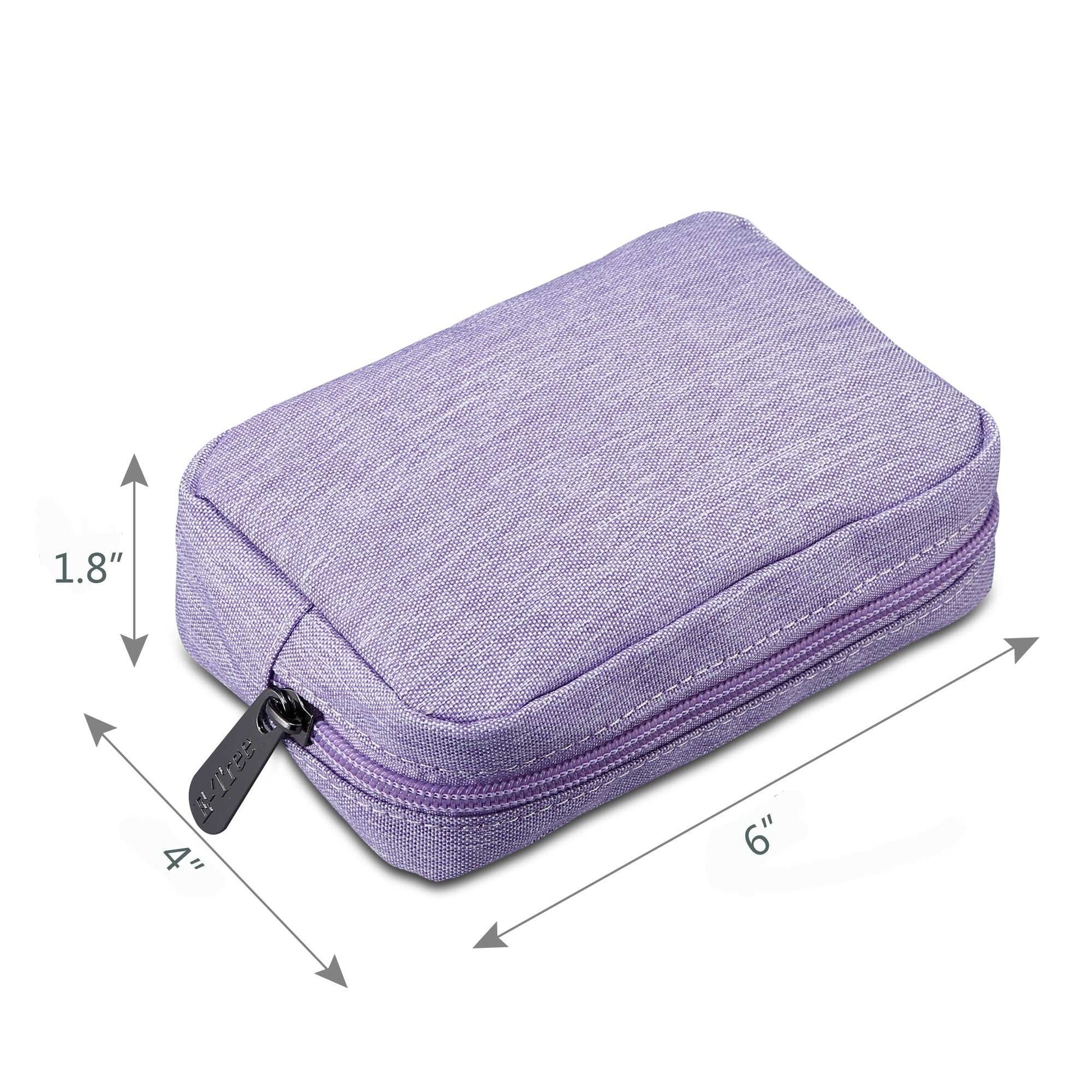 E-Tree 7 inches Canvas Zippered Purple Cosmetic Travel Bag