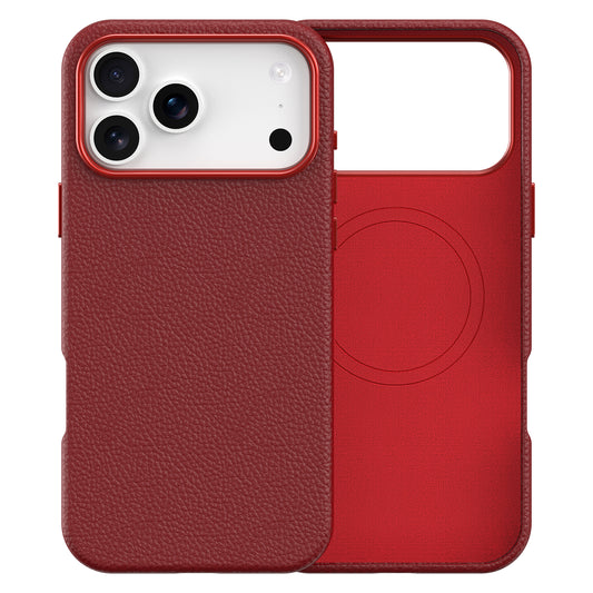 Vegan Leather Cover for iPhone 17 Pro Max Red