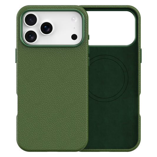 Vegan Leather Cover for iPhone 17 Pro Max Green