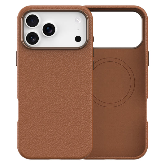 Vegan Leather Cover for iPhone 17 Pro Max Brown