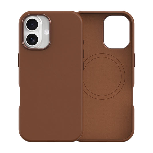 Plain PU Leather with Magsafe Phone Cover for iPhone 17 Brown